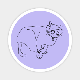 Cool Cat Line Work Illustration Magnet